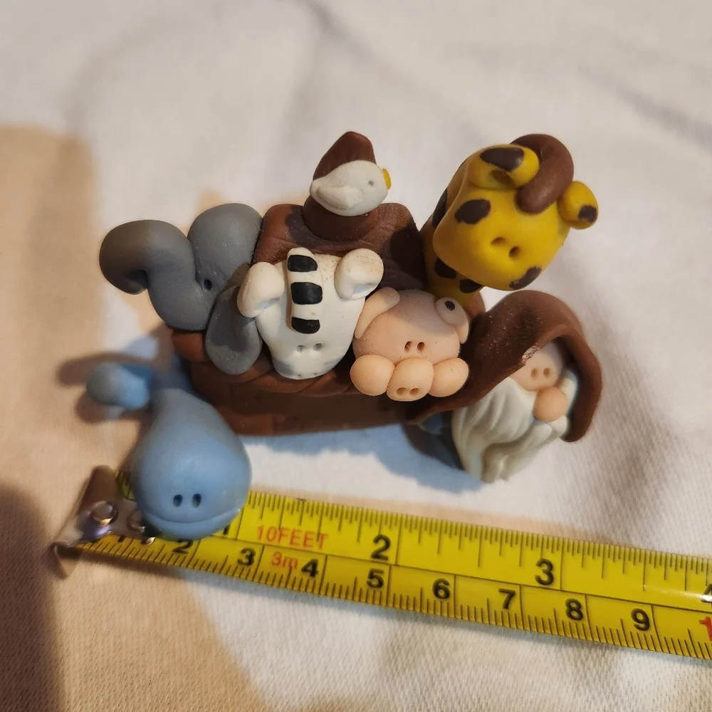 Handmade Noah’s Ark Clay Figurine | Folk Art Animals